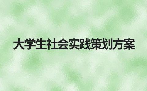 大学生社会实践活动方案（通用版）