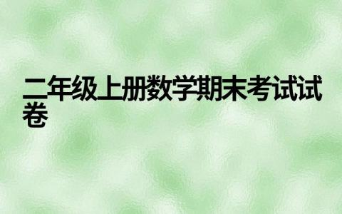 最新二年级上册数学期末考试试卷（共13套）